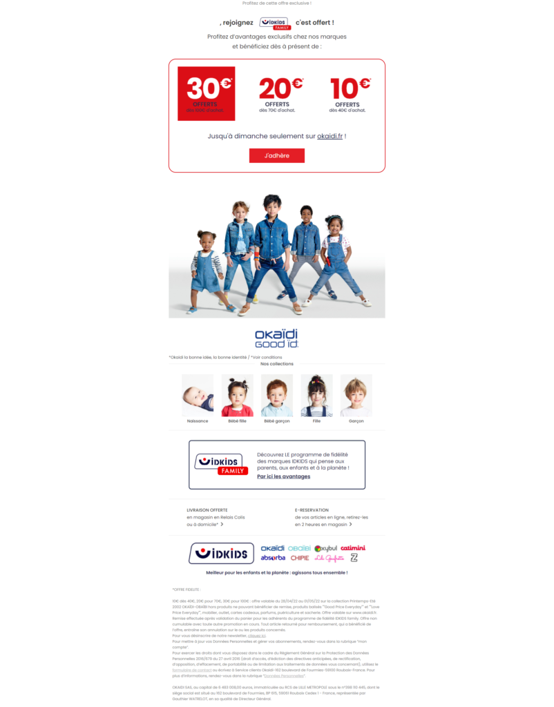 Email IDKIDS- Exemple d'email promo qui peut déclencher un achat - Marketing