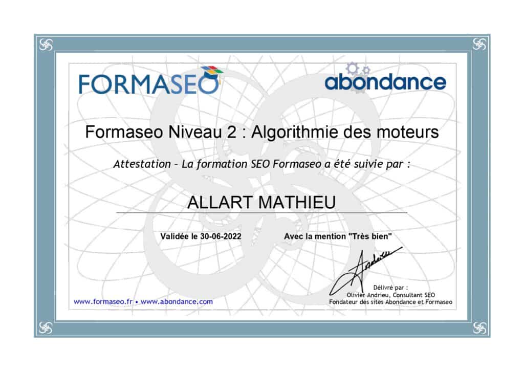 Mathieu Allart Formaseo Algorithmie des Moteurs