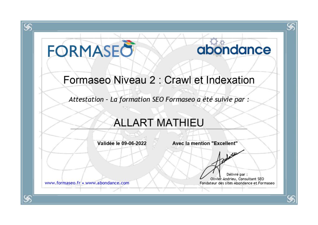 Mathieu Allart Formaseo Crawl et Indexation