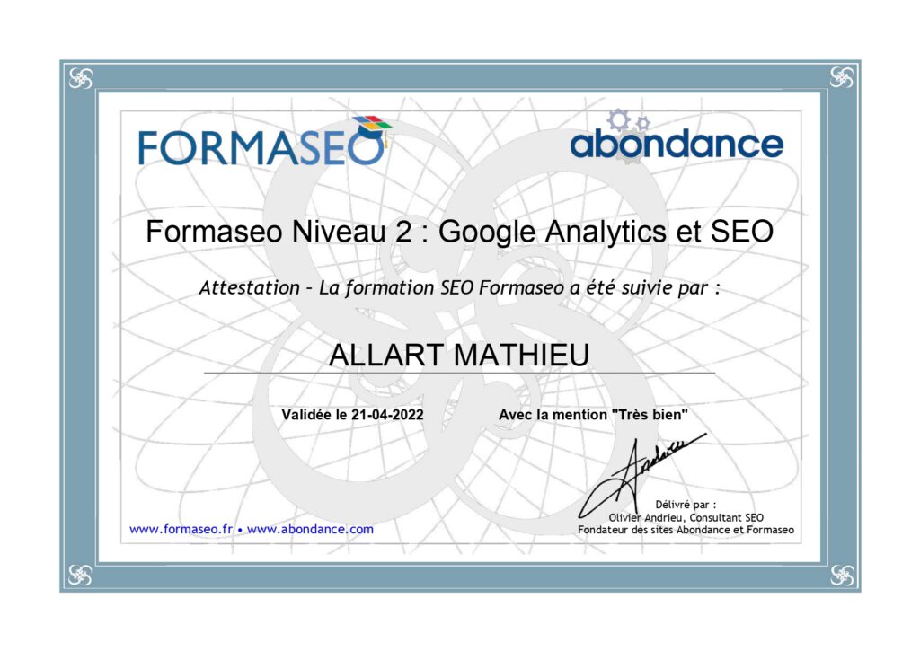 Mathieu Allart Formaseo Google Analytics